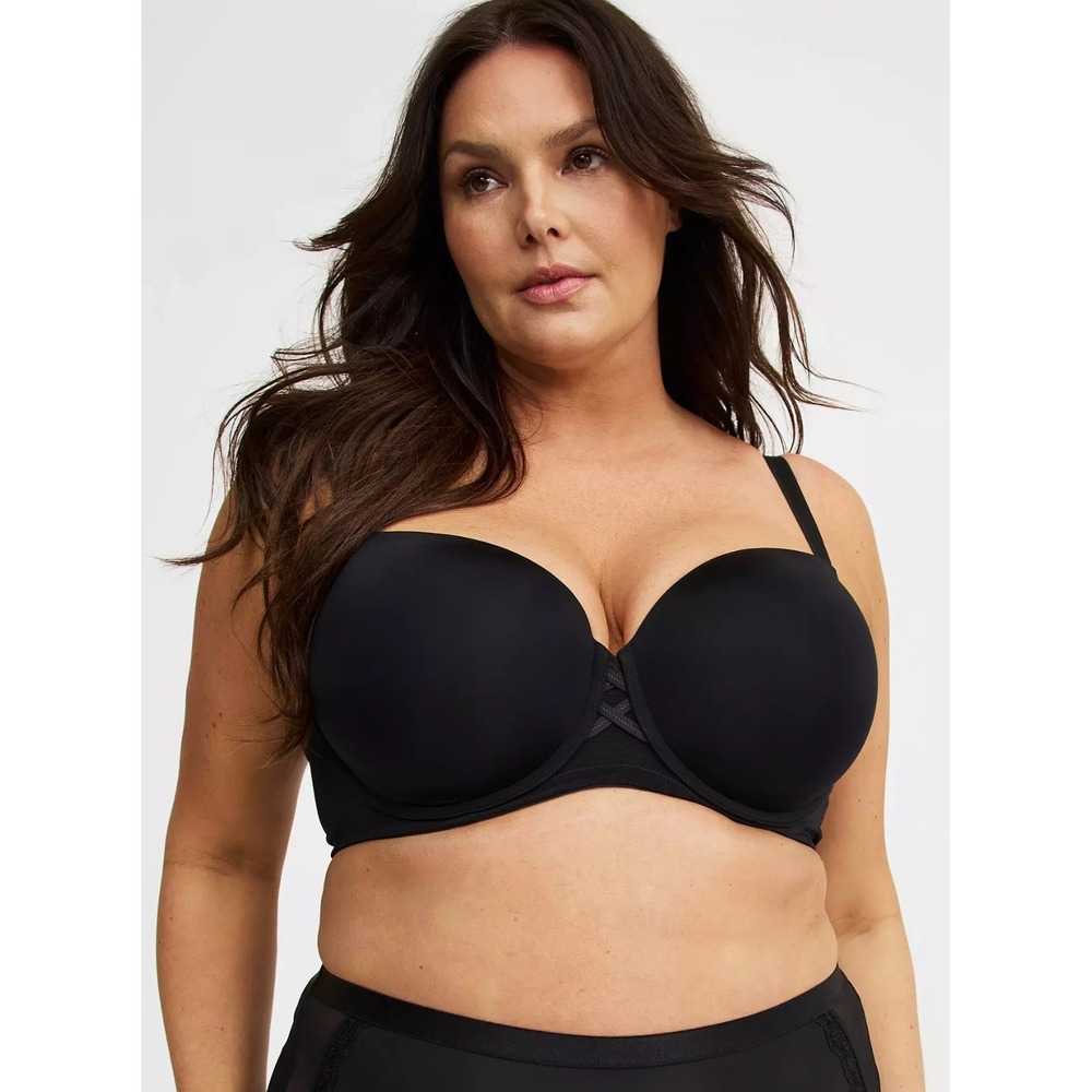 Torrid Bra Plus Size 48DDD Demi Lift Ballet Back Black Padded TShirt Push Up-New